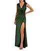 Mac Duggal Charmeuse V Neck Sleeveless Gown With 3D Flower - Image 1