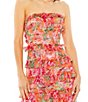 Mac Duggal Chiffon Floral Print Strapless Neck Sleeveless Ruffle Tiered A-Line Maxi Dress