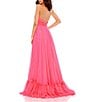 Color:Hot Pink - Image 2 - Chiffon Mock Neckline Sleeveless Tiered Gown