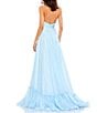 Mac Duggal Chiffon Mock Neckline Sleeveless Tiered Gown, Color:Sky Blue - Image 2