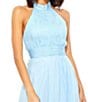Color:Sky Blue - Image 3 - Chiffon Mock Neckline Sleeveless Tiered Gown