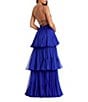 Mac Duggal Chiffon One Shoulder Tiered Hem Side Cut-Out Column Gown, Color:Cobalt - Image 2