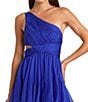 Mac Duggal Chiffon One Shoulder Tiered Hem Side Cut-Out Column Gown, Color:Cobalt - Image 3