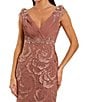 Mac Duggal Chiffon V-Neck Embroidered Gown, Color:Rose - Image 3