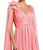 Mac Duggal Chiffon V Neck Shoulder Cape Gown - Image 3