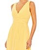 Color:Buttercup - Image 3 - Chiffon V-Neck Sleeveless Thigh High Slit A-Line Gown