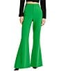 Color:Spring Green - Image 1 - Classic Crepe Flared-Leg Trouser Pants