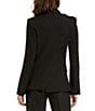 Mac Duggal Classic Crepe Notch Lapel Collar Flower Applique Flap Pocket Long Sleeve Blazer, Color:Black - Image 2