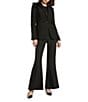 Mac Duggal Classic Crepe Notch Lapel Collar Flower Applique Flap Pocket Long Sleeve Blazer, Color:Black - Image 3