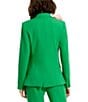 Color:Spring Green - Image 2 - Classic Crepe Notch Lapel Collar Flower Applique Flap Pocket Long Sleeve Blazer