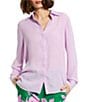 Color:Orchid - Image 1 - Classic Georgette Point Collar Long Sleeve Button Down Blouse