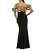Mac Duggal Crepe Mermaid Gown With Off-The-Shoulder Ruffle, Color:Black Gold - Image 2