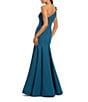 Mac Duggal Crepe One Shoulder 3D Flower Applique Mermaid Gown, Color:Ocean Blue - Image 2