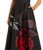Mac Duggal Crepe Printed Strapless Midi Dress, Color:Black Rose - Image 3