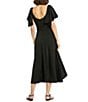 Mac Duggal Crepe Scoop Neck Short Ruffle Sleeve Belted Midi A-Line Dress, Color:Black - Image 2