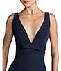 Mac Duggal Crepe Sleeveless Bow Front V-Neck Gown - Image 3