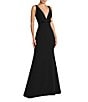 Mac Duggal Crepe Sleeveless Bow Front V-Neck Gown - Image 1