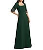Mac Duggal Crepe Square Neck With Beaded Extended Sleeves Gown - Image 1