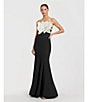 Mac Duggal Crepe Strapless 3D Flower Pattern Mermaid Gown, Color:Black Ivory - Image 4
