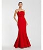 Mac Duggal Crepe Strapless 3D Flower Pattern Mermaid Gown, Color:Red - Image 4