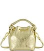 Color:Gold - Image 2 - Crinkle Metallic Leather Mini Bucket Bag