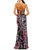 Mac Duggal Criss Cross Halter Sleeveless Cut Out Embellished Sequin Sheath Gown, Color:Black Multi - Image 2