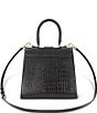 Color:Black - Image 2 - Croco Leather Medium With Buckle Satchel Bag