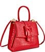 Color:Cherry - Image 1 - Croco Leather Medium With Buckle Satchel Bag