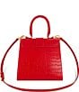 Color:Cherry - Image 2 - Croco Leather Medium With Buckle Satchel Bag