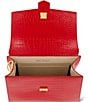 Color:Cherry - Image 3 - Croco Leather Medium With Buckle Satchel Bag