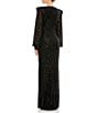 Mac Duggal Deep V-Neck Bishop Sleeve Sequined Gown, Color:Black - Image 2