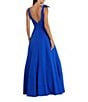 Mac Duggal Deep V-Neck Bow Shoulder Crepe Ballgown, Color:Cobalt - Image 2