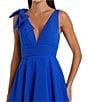 Mac Duggal Deep V-Neck Bow Shoulder Crepe Ballgown, Color:Cobalt - Image 3