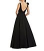 Mac Duggal Deep V-Neck Bow Shoulder Crepe Ballgown, Color:Black - Image 2