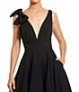 Mac Duggal Deep V-Neck Bow Shoulder Crepe Ballgown, Color:Black - Image 3