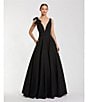 Mac Duggal Deep V-Neck Bow Shoulder Crepe Ballgown, Color:Black - Image 4