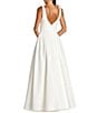 Mac Duggal Deep V-Neck Bow Shoulder Crepe Gown - Image 2