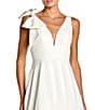 Mac Duggal Deep V-Neck Bow Shoulder Crepe Gown - Image 3