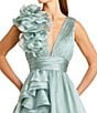 Mac Duggal Deep V-Neck Sleeveless Ruffled Shoulder Ball Gown, Color:Mint - Image 3
