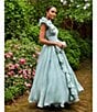 Mac Duggal Chiffon Deep V-Neck Sleeveless Ruffled Shoulder Ball Gown, Color:Mint - Image 5