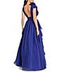 Mac Duggal Deep V-Neck Sleeveless Ruffled Shoulder Ball Gown, Color:Cobalt - Image 2