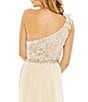 Color:Ivory Nude - Image 4 - Detailed One Shoulder Beaded Waist Lace Gown