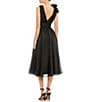 Mac Duggal Double V-Neck Ruffle Shoulder A-line Midi Dress, Color:Black - Image 2