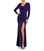 Mac Duggal Drape Neck Long Sleeve Ruched Jersey Gown,Specials : American Fashion Style Bags On Sale