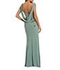Mac Duggal Drape Neckk 3D Floral Applique Jersey Column Gown, Color:Sage - Image 2