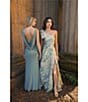 Mac Duggal Drape Neckk 3D Floral Applique Jersey Column Gown, Color:Sage - Image 6