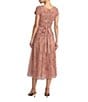 Mac Duggal Embellished Beaded Mesh Cap Sleeve A-Line Midi Dress - Image 2