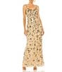 Mac Duggal Embellished Floral Beaded Open Back Detail Scoop Neck Sleeveless Gown, Color:Gold - Image 1