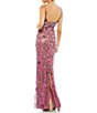 Color:Raspberry - Image 2 - Embellished Floral Beaded Open Back Detail Scoop Neck Sleeveless Gown