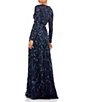 Color:Midnight - Image 2 - Embellished Illusion Crew Neck Long Sleeve A-Line Gown
